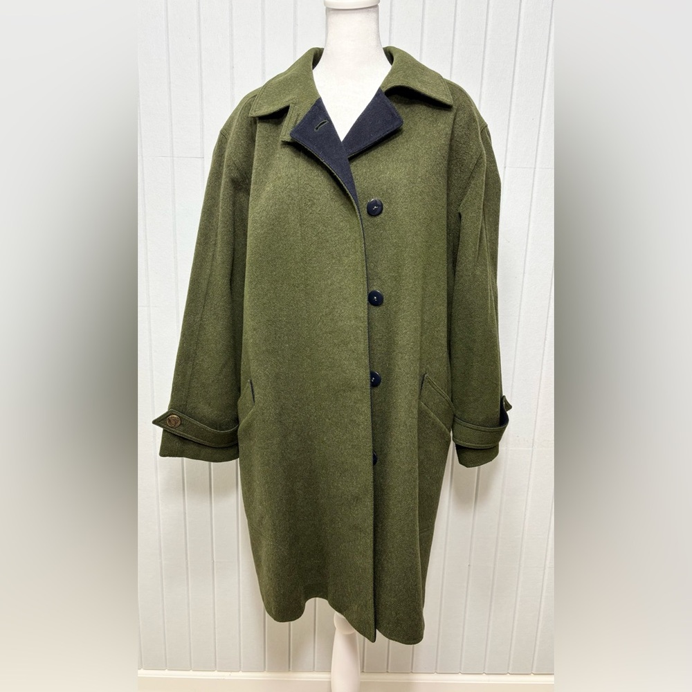 Aquila Looden Vintage Olive Green Wool Coat size XL‎